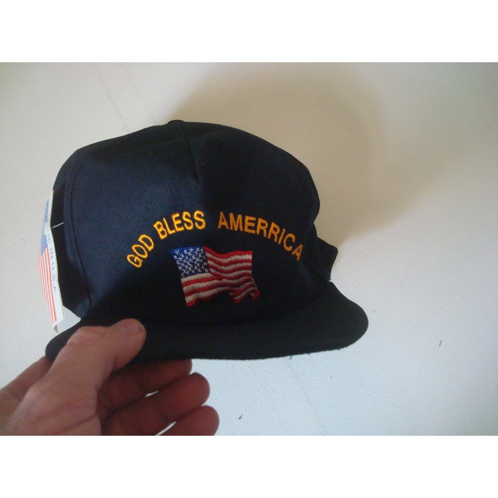 GOD BLESS USA     SCRIPT  DEADSTOCK ‎ HAT CAP VINTAGE T5